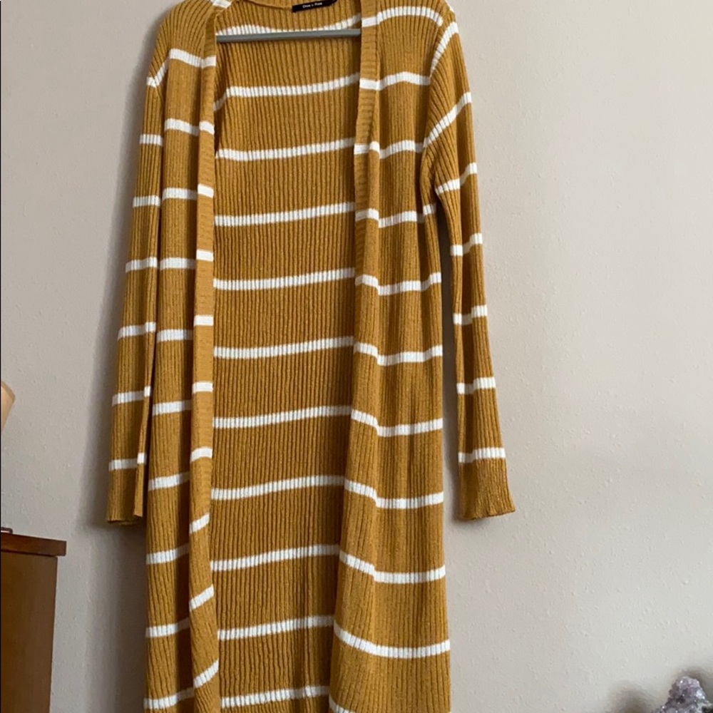 Striped long cardigan